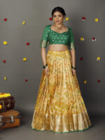 Yellow Kora Silk Lehenga (Set of 2) - Image 7