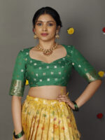 Yellow Kora Silk Lehenga (Set of 2) - Image 6