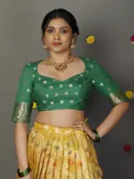 Yellow Kota Silk Lehenga (Set of 2) - Image 6