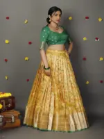 Yellow Kota Silk Lehenga (Set of 2)