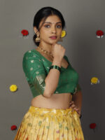 Yellow Kora Silk Lehenga (Set of 2) - Image 5