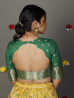 Yellow Kora Silk Lehenga (Set of 2) - Image 3