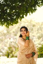 Ivory Silk Half Saree Set with Tissue Silk Dupatta (Set of 3) - Image 4