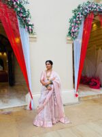 Onion Pink Traditional Tissue Lehenga Set Of 3 - Image 9