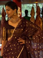 Coffee Brown Silk Lehenga with Organza Dupatta (Set of 3)