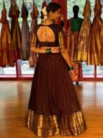 Coffee Brown Silk Lehenga (Set of 2) - Image 5