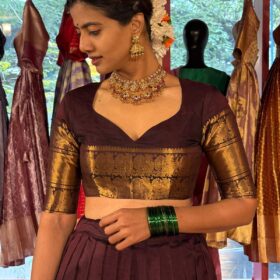 Coffee Brown Silk Lehenga (Set of 2)