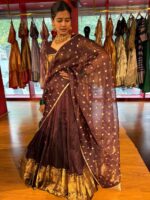 Coffee Brown Silk Lehenga with Organza Dupatta (Set of 3) - Image 4