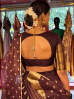 Coffee Brown Silk Lehenga with Organza Dupatta (Set of 3) - Image 3