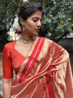 Red Traditional Tissue Lehenga Set Of 3 - Image 8