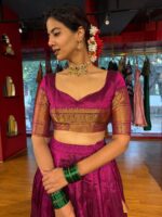 Magenta Silk Half Saree Set of 2