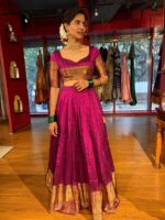 Magenta Silk Half Saree Set of 2 - Image 2