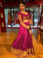 Magenta Silk Half Saree Set of 2 - Image 3