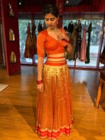 Red Traditional Tissue Lehenga Set Of 2 - Image 6