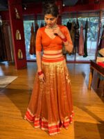 Red Traditional Tissue Lehenga Set Of 2 - Image 5