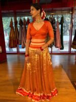 Red Traditional Tissue Lehenga Set Of 2 - Image 4