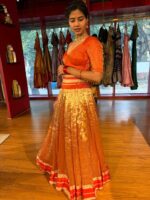 Red Traditional Tissue Lehenga Set Of 2