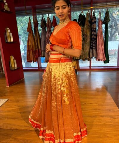 Red Traditional Tissue Lehenga Set Of 2