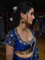 Royal Blue Embroidered Silk Lehenga Set of 3 - Image 4