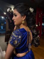 Royal Blue Embroidered Silk Lehenga Set of 3 - Image 5