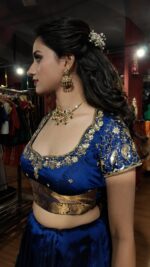 Royal Blue Embroidered Silk Lehenga Set of 2 - Image 2