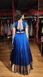 Royal Blue Embroidered Silk Lehenga Set of 2 - Image 6
