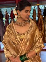 Molten Gold Tissue Silk Lehenga (Set of 3) - Image 7