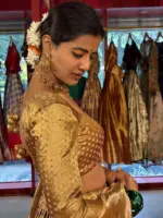 Molten Gold Tissue Silk Lehenga (Set of 3) - Image 5