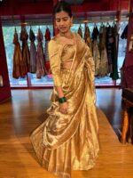 Molten Gold Tissue Silk Lehenga (Set of 3) - Image 6