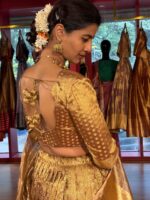 Molten Gold Tissue Silk Lehenga (Set of 3) - Image 4