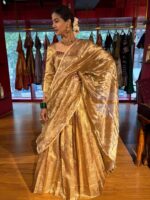 Molten Gold Tissue Silk Lehenga (Set of 3)