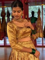 Molten Gold Tissue Silk Lehenga Set (Set of 2) - Image 3