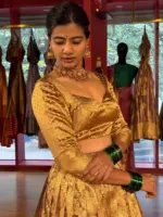 Molten Gold Tissue Silk Lehenga Set (Set of 2) - Image 4