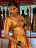 Molten Gold Tissue Silk Lehenga Set (Set of 2) - Image 6