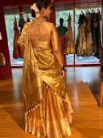 Molten Gold Tissue Silk Lehenga (Set of 3) - Image 6