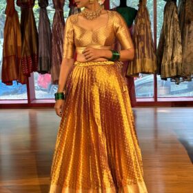 Molten Gold Tissue Silk Lehenga Set (Set of 2)