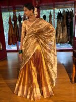 Molten Gold Tissue Silk Lehenga (Set of 3)