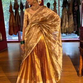 Molten Gold Tissue Silk Lehenga (Set of 3)