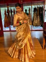 Molten Gold Tissue Silk Lehenga (Set of 3) - Image 2