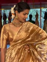 Molten Gold Tissue Silk Lehenga (Set of 3) - Image 4