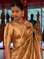 Molten Gold Tissue Silk Lehenga (Set of 3) - Image 5