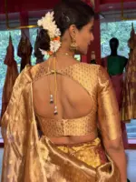 Molten Gold Tissue Silk Lehenga (Set of 3) - Image 3