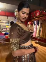 Brown Embroidered Silk Lehenga (Set of 2) - Image 3