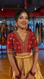 Maroon Embroidered Tissue Silk Lehenga Set of 2 - Image 7