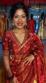 Maroon  Embroidered Tissue Silk Lehenga Set of 3