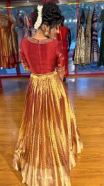 Maroon Embroidered Tissue Silk Lehenga Set of 2 - Image 6