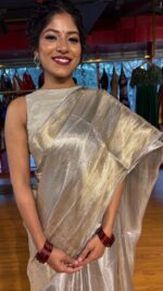 Silver Grey Banarasi Brocade Silk Saree - Image 2