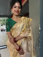 Gold Handwoven Tissue Silk Saree with Beautiful Paithani Weaves
