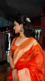 Orange Embroidered Silk Lehenga Set of 3