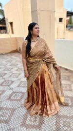 Molten Gold Tissue Silk Lehenga (Set of 3) - Image 8